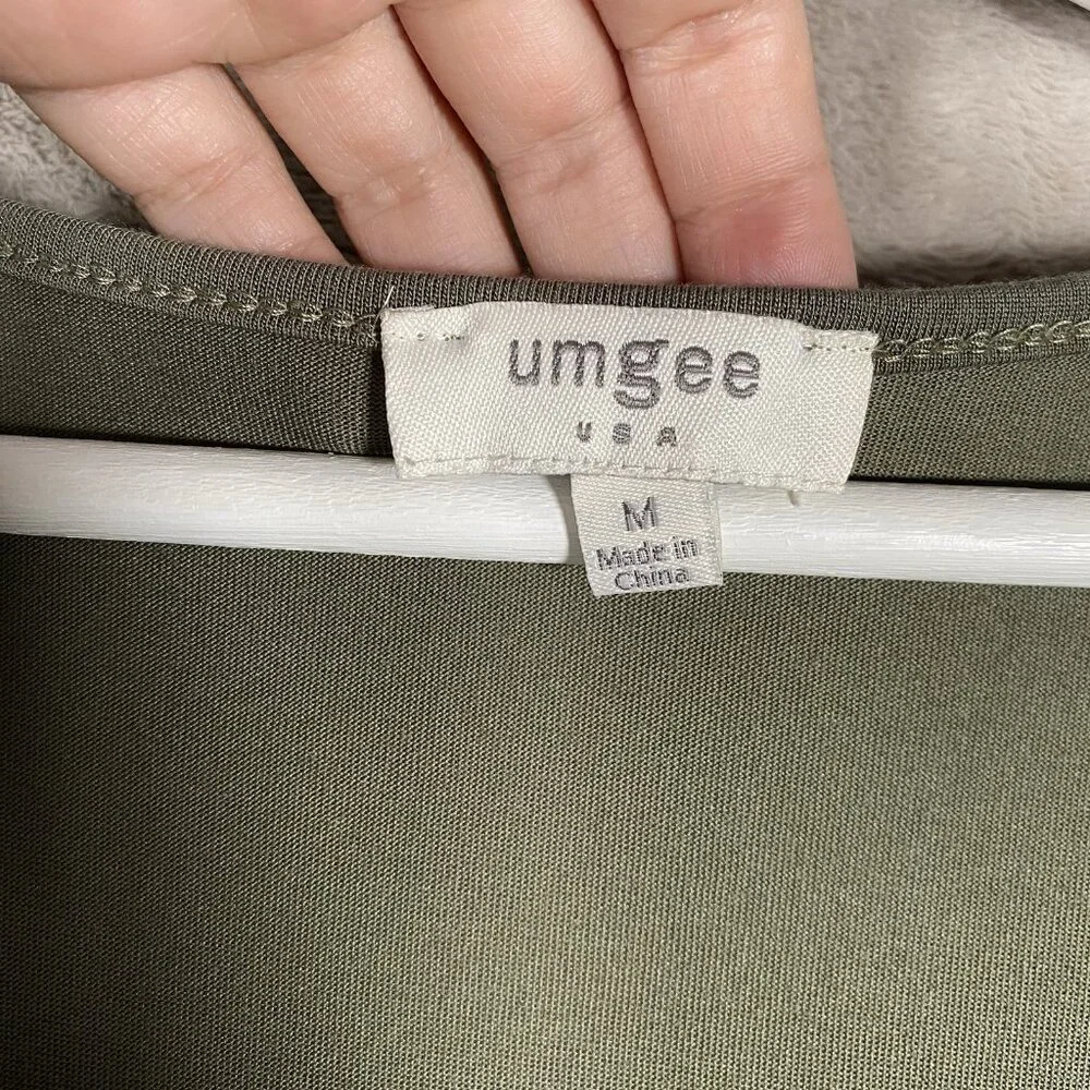 Umgee Wide Leg Crop Jumpsuit Size M Olive Moss Green Boho Beachy Resort Vacation - Picture 3 of 12